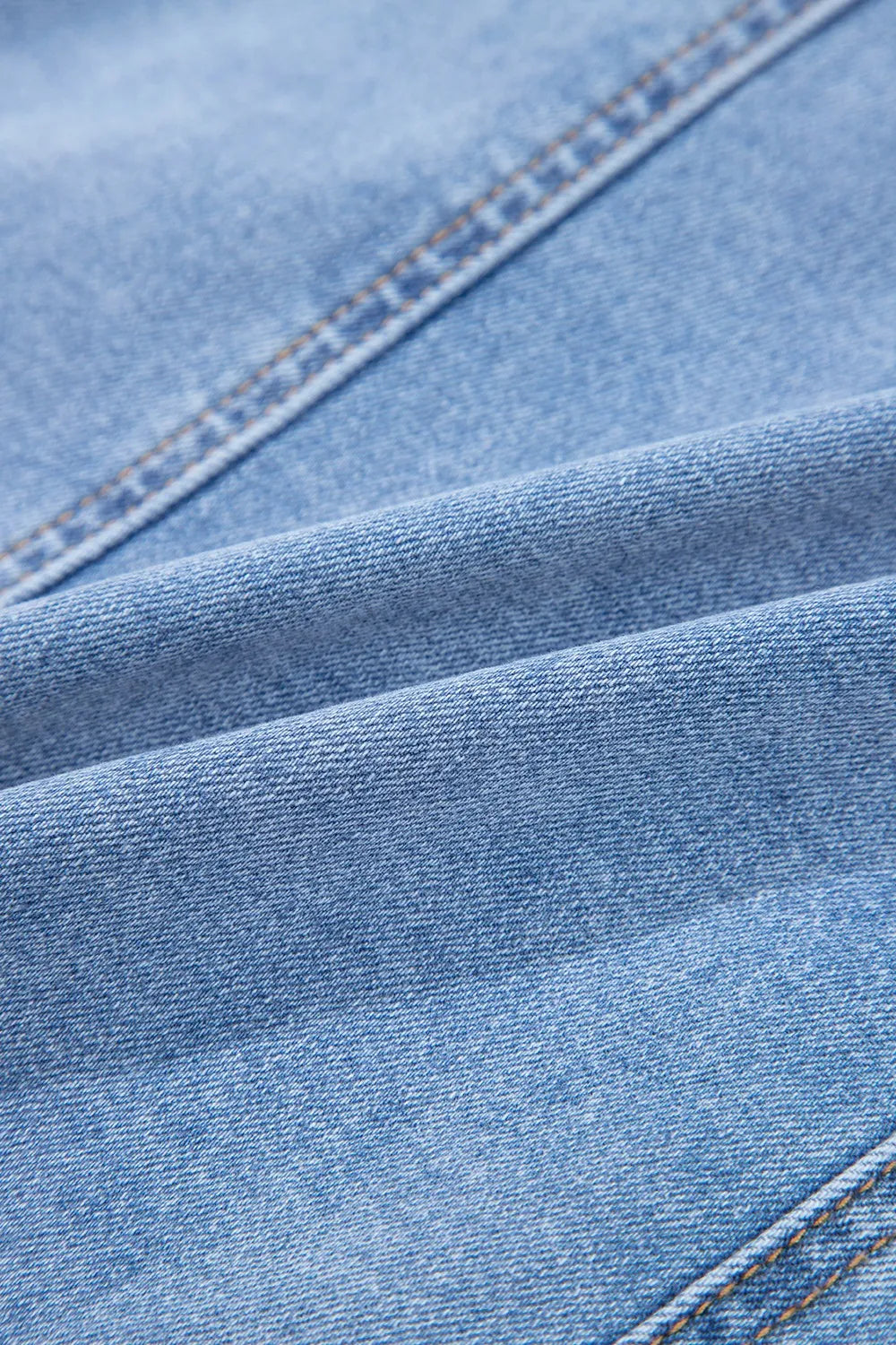 Square Neck Wide Strap Denim Dress 