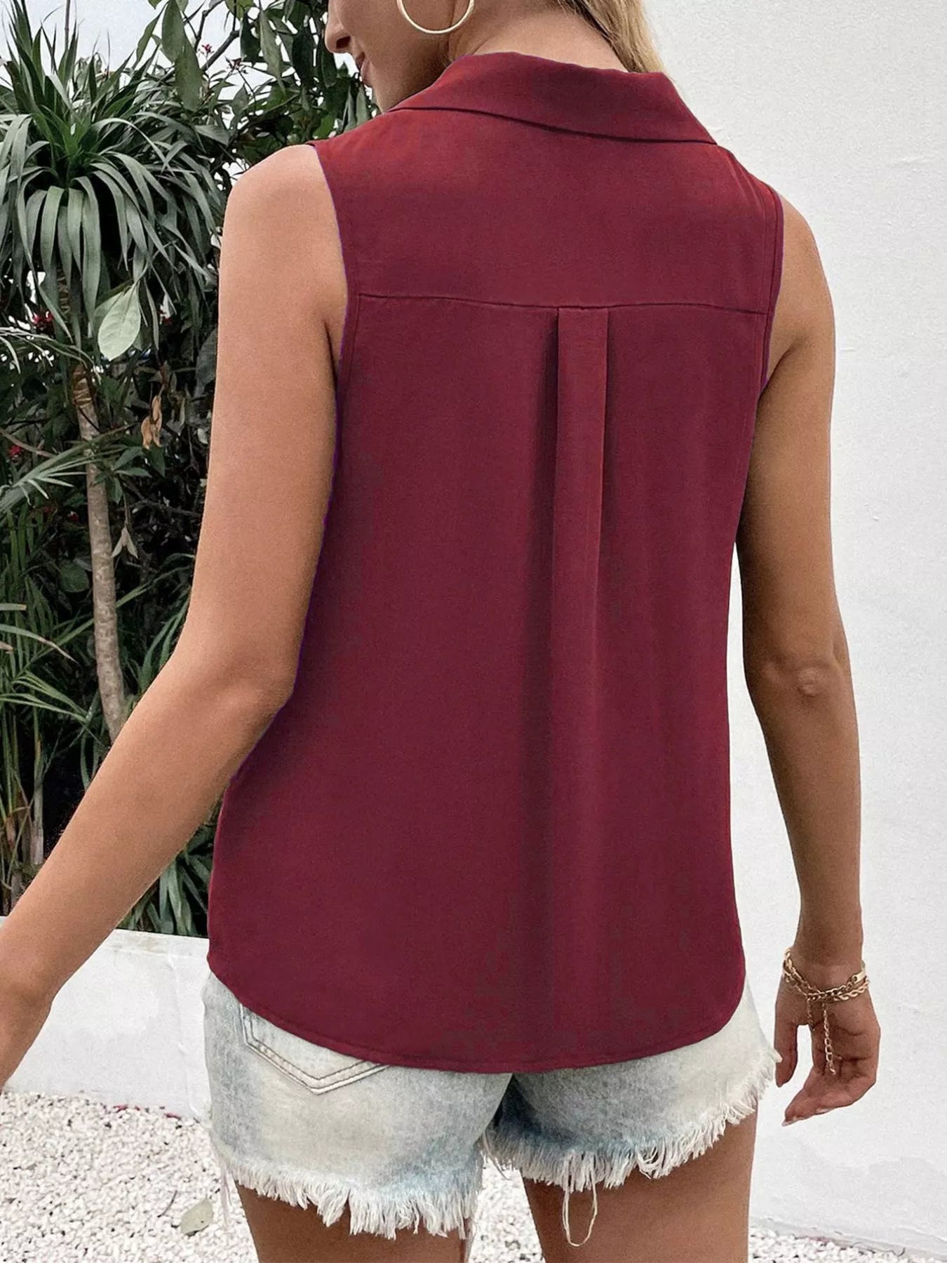 Full Size Button-Down Tank Top Plus Size 