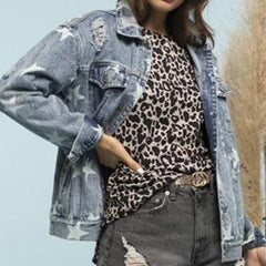 Star Distressed Denim Shacket 