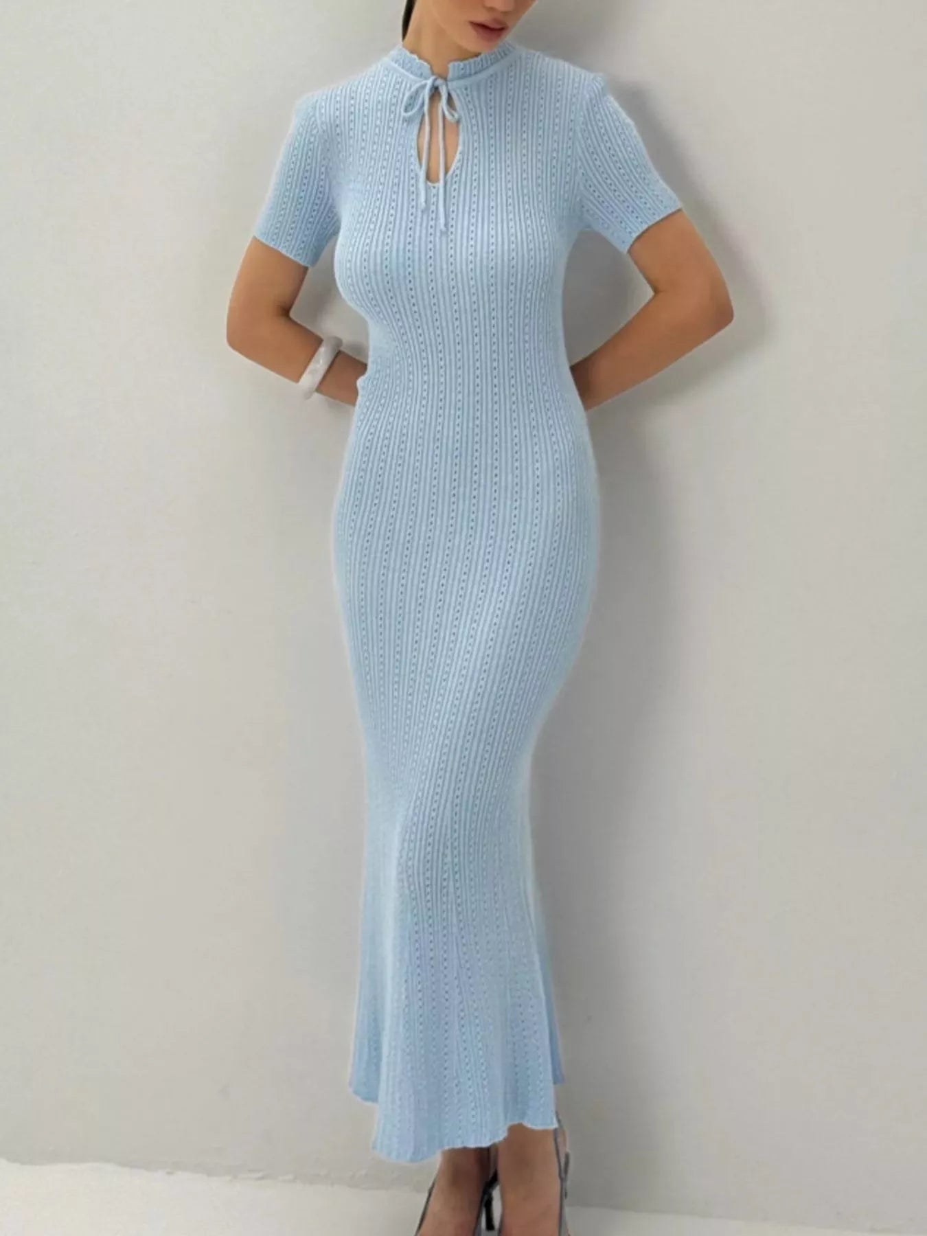 Short Sleeve Knitted Mermaid Dress 