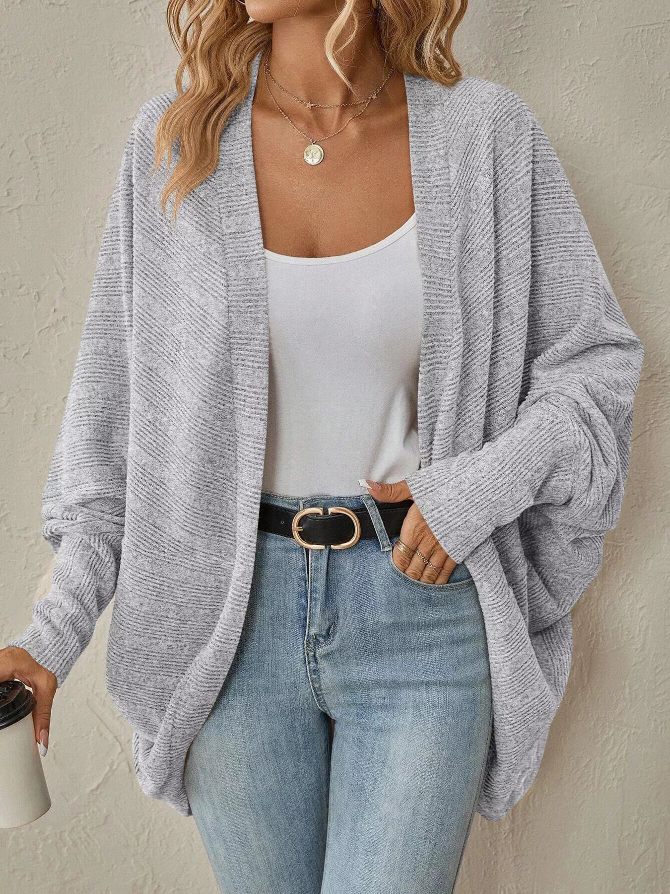 Cozy Oversized Open Front Knit Cardigan 