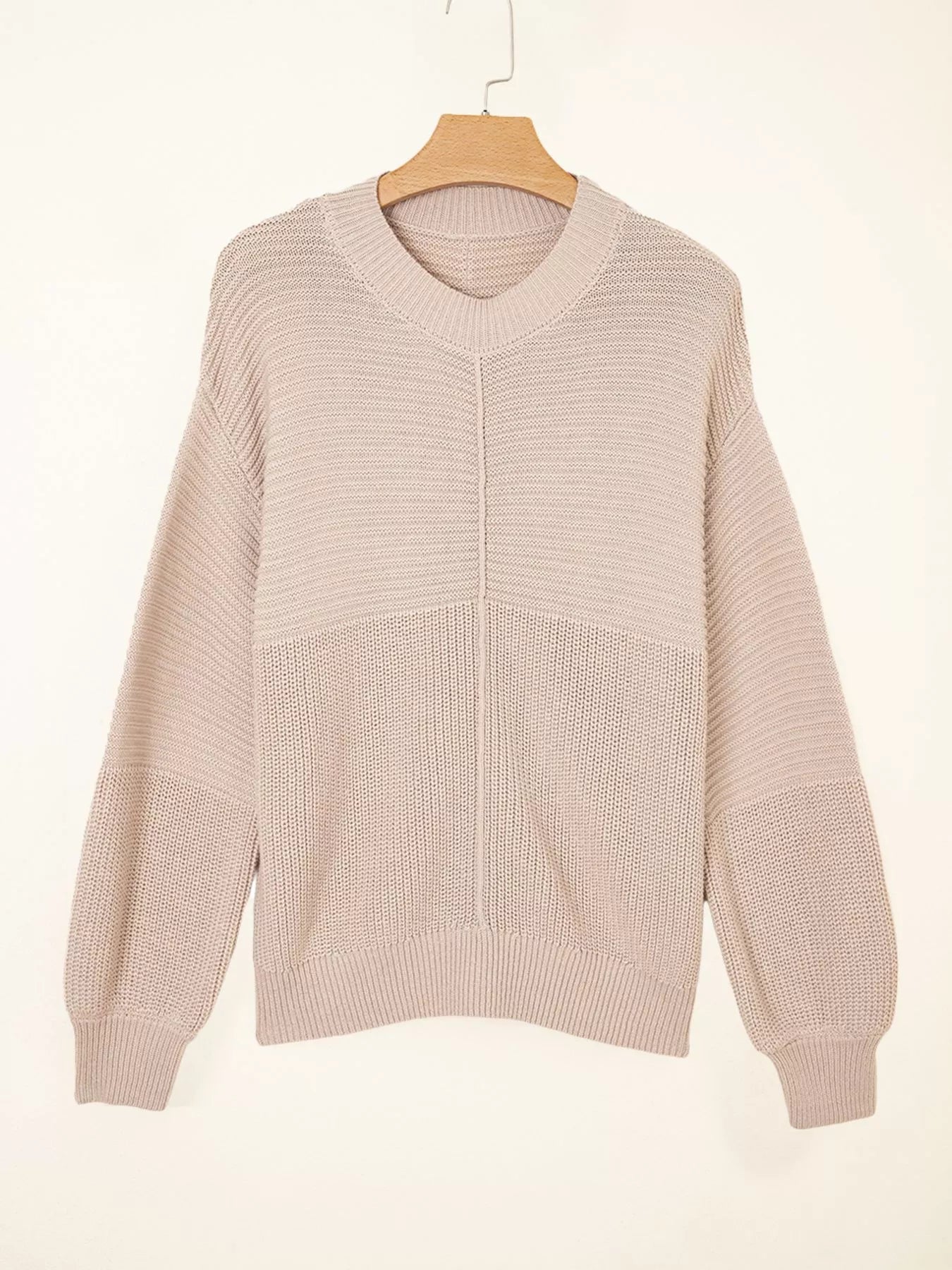 Texture Knitted Dropped Shoulder Sweater 