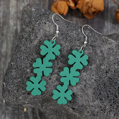 Lucky Clover Wooden Dangle Earrings 