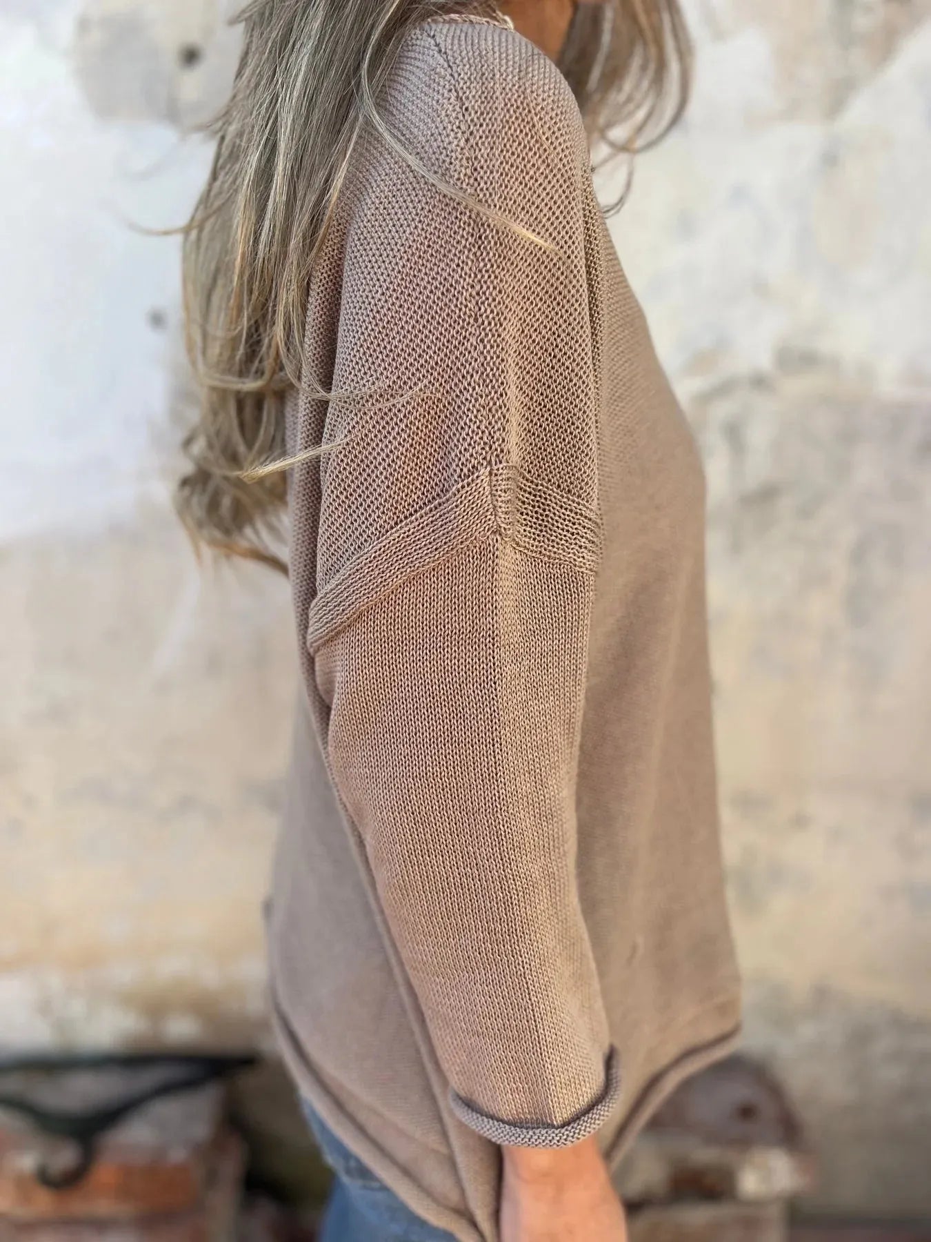 Full Size Casual V-Neck Knit Sweater Plus Size 