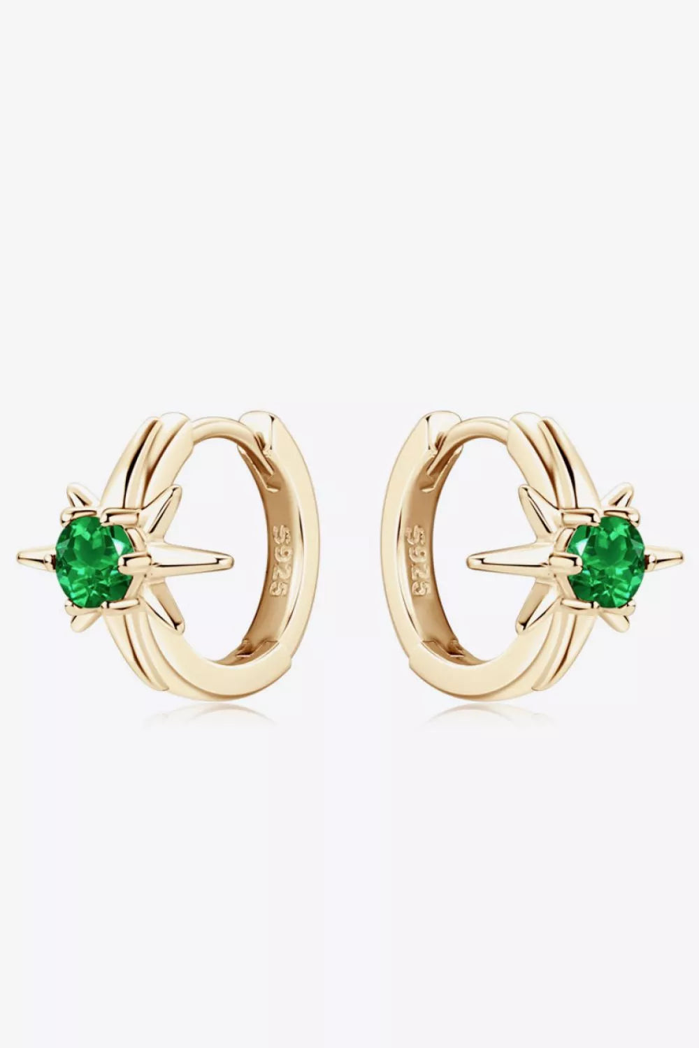 Lab-Grown Emerald Huggie Earrings 