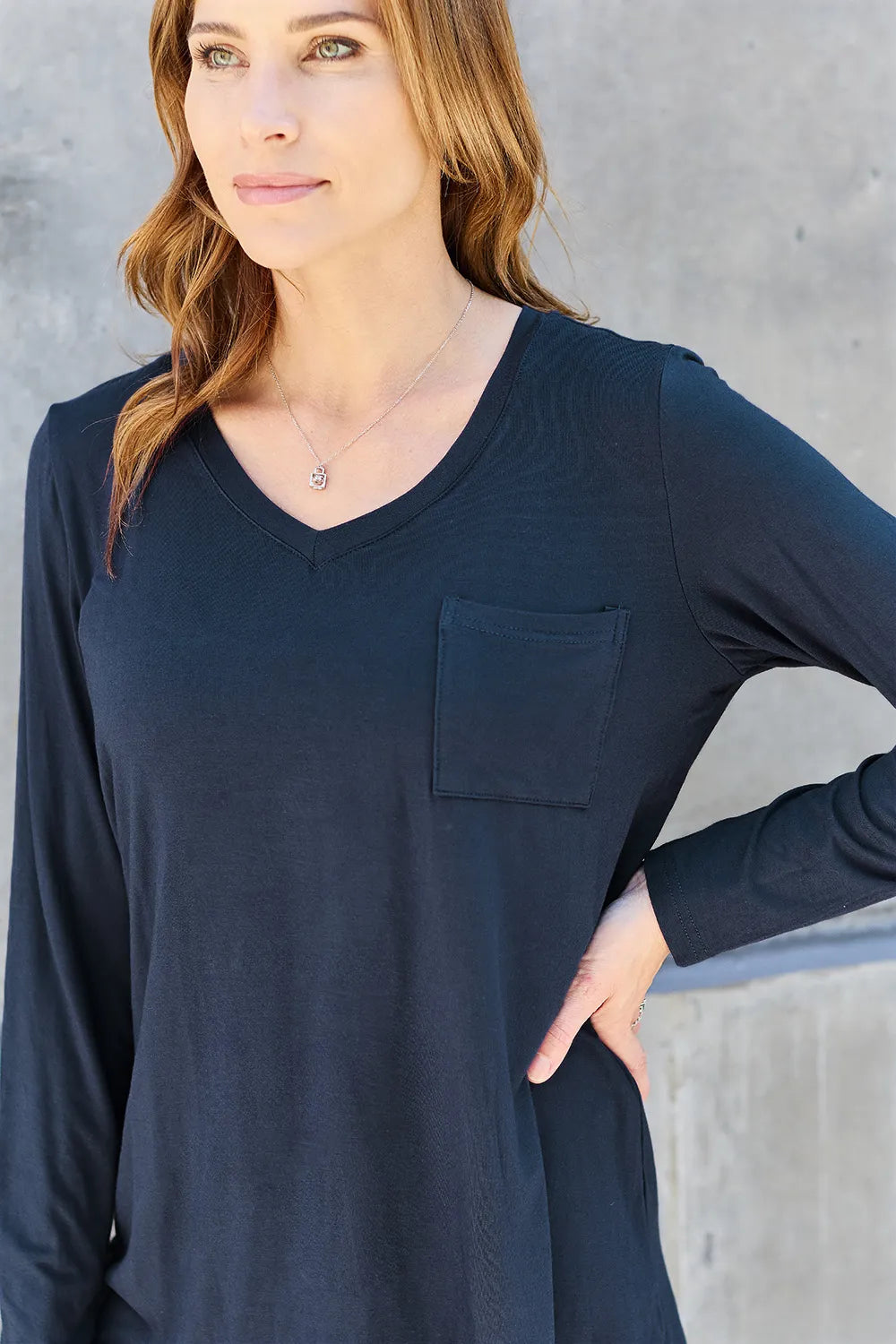 Basic Bae Full Size V-Neck Long Sleeve Top 