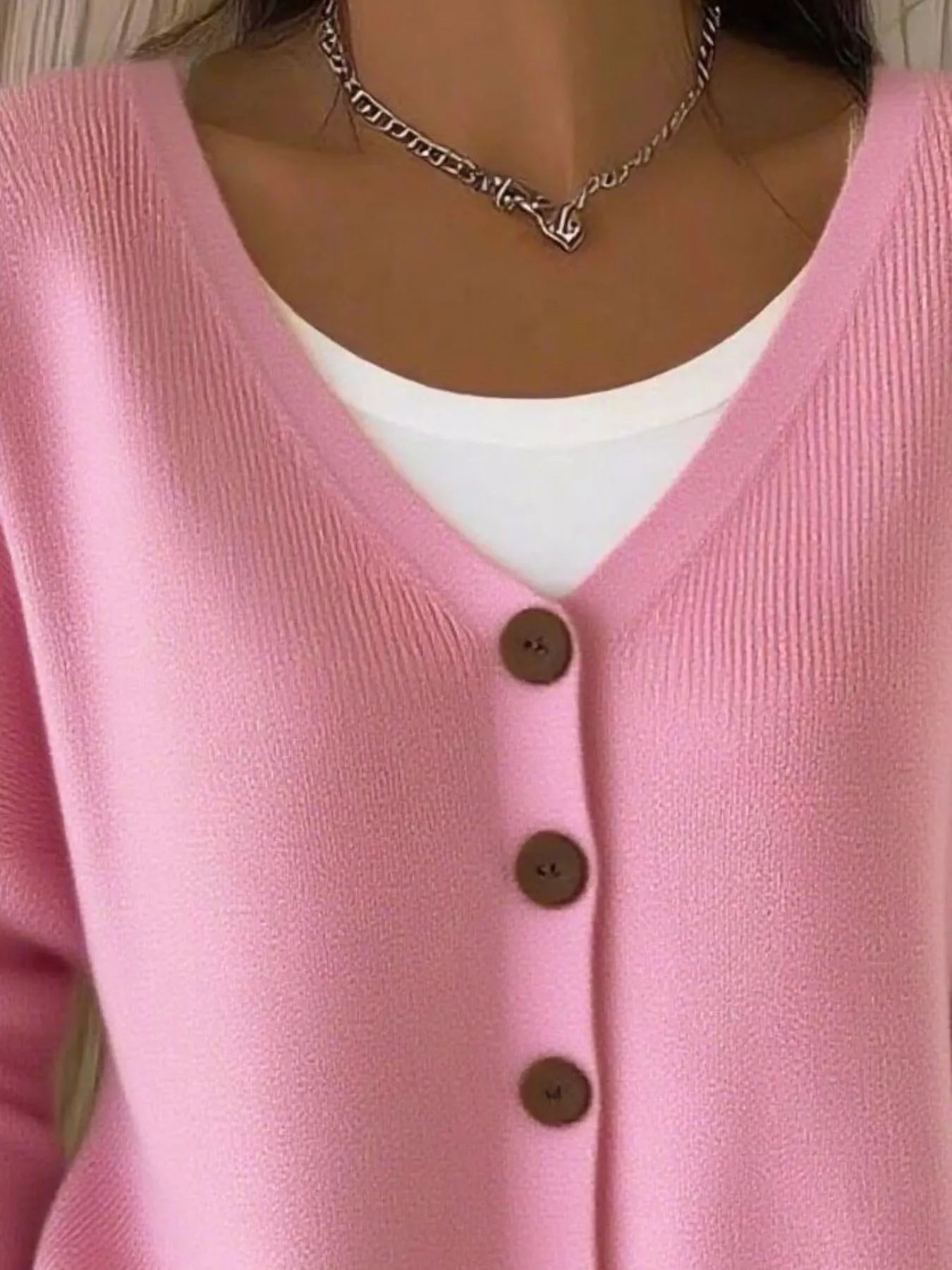Full Size Button-Front V-Neck Cardigan Plus Size 