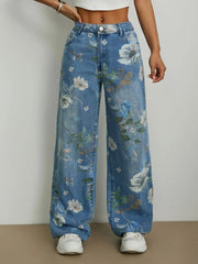 Printed Wide Leg Jeans 