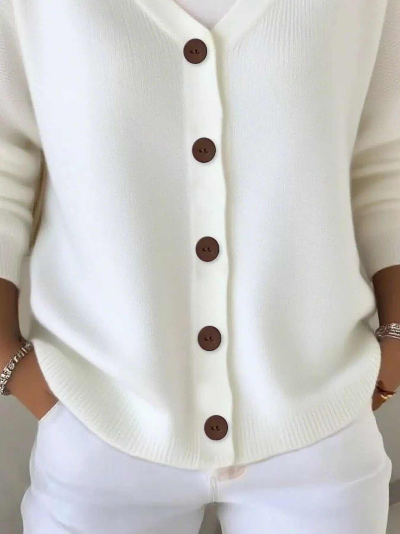 Full Size Button-Front V-Neck Cardigan Plus Size 