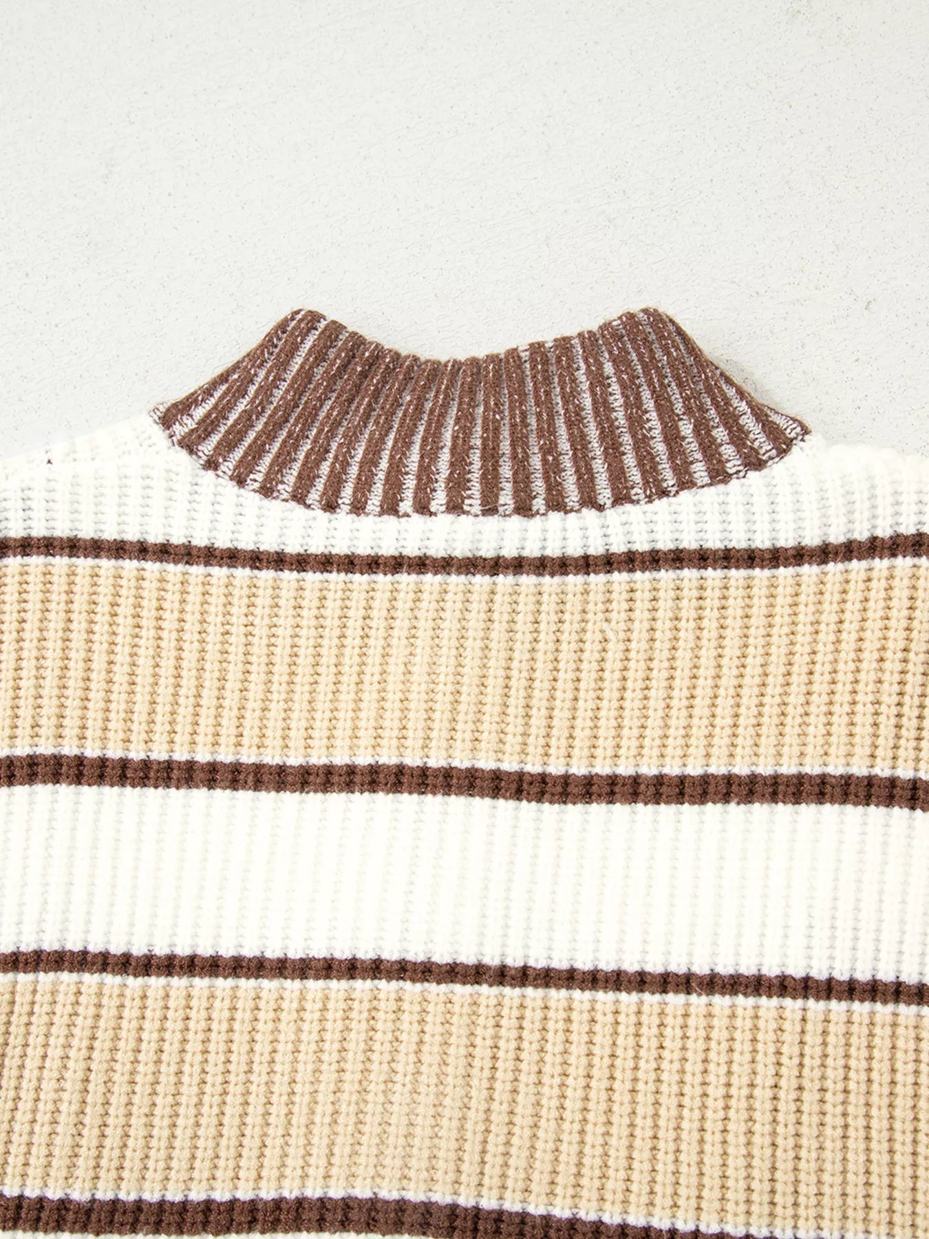 Stripe Half Zip Drop Shoulder Sweater 