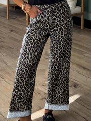 Leopard Straight Loose Leg Jeans 