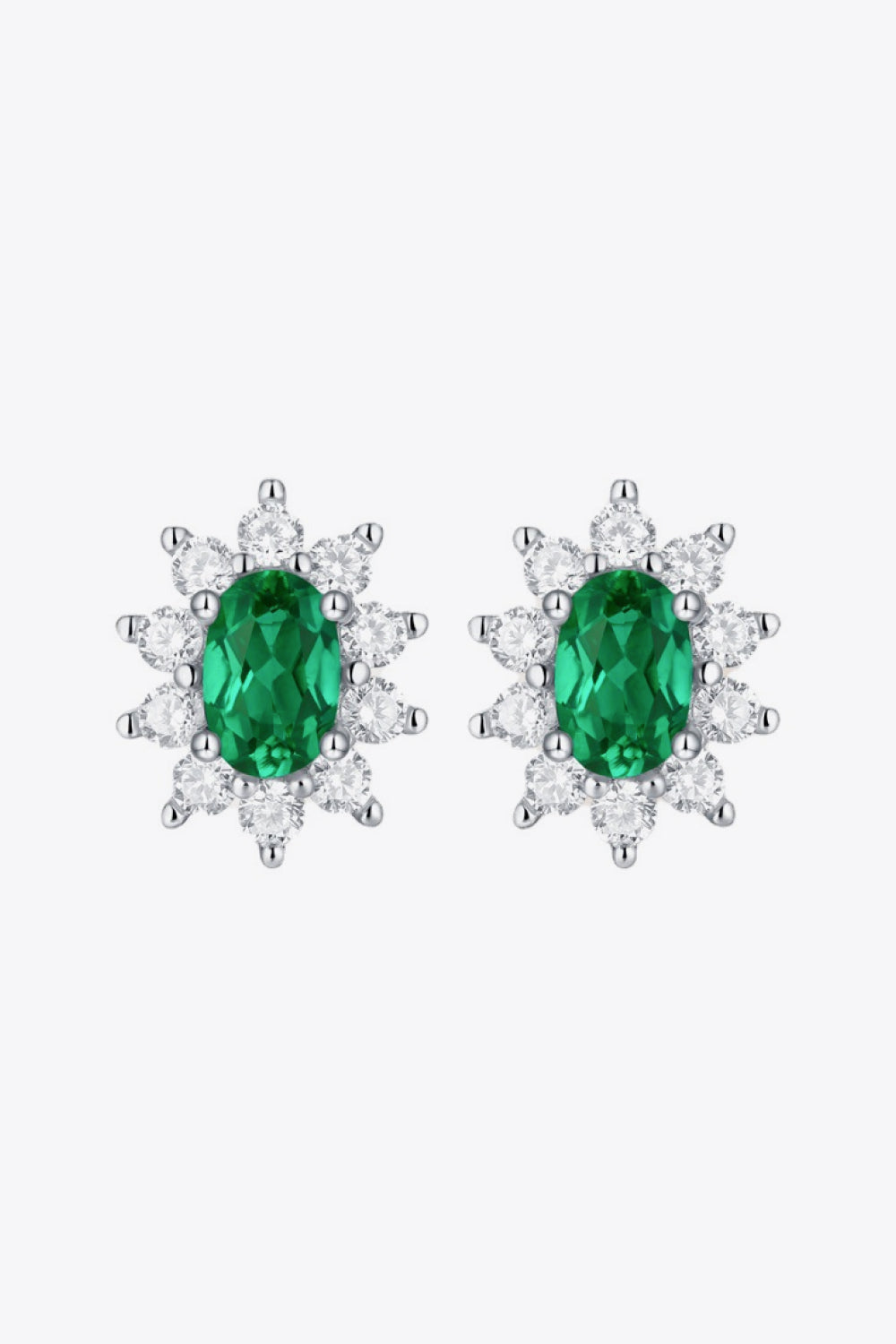 1 Carat Lab-Grown Emerald Stud Earrings 