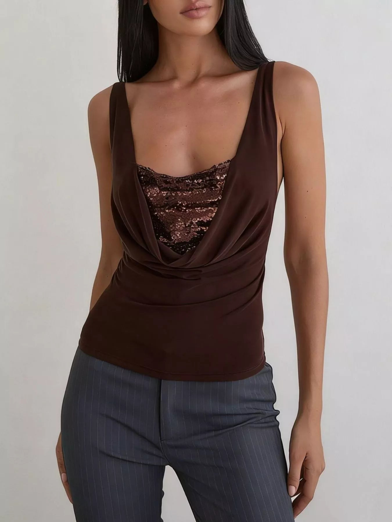 Sequin Detail Ruched Tank 