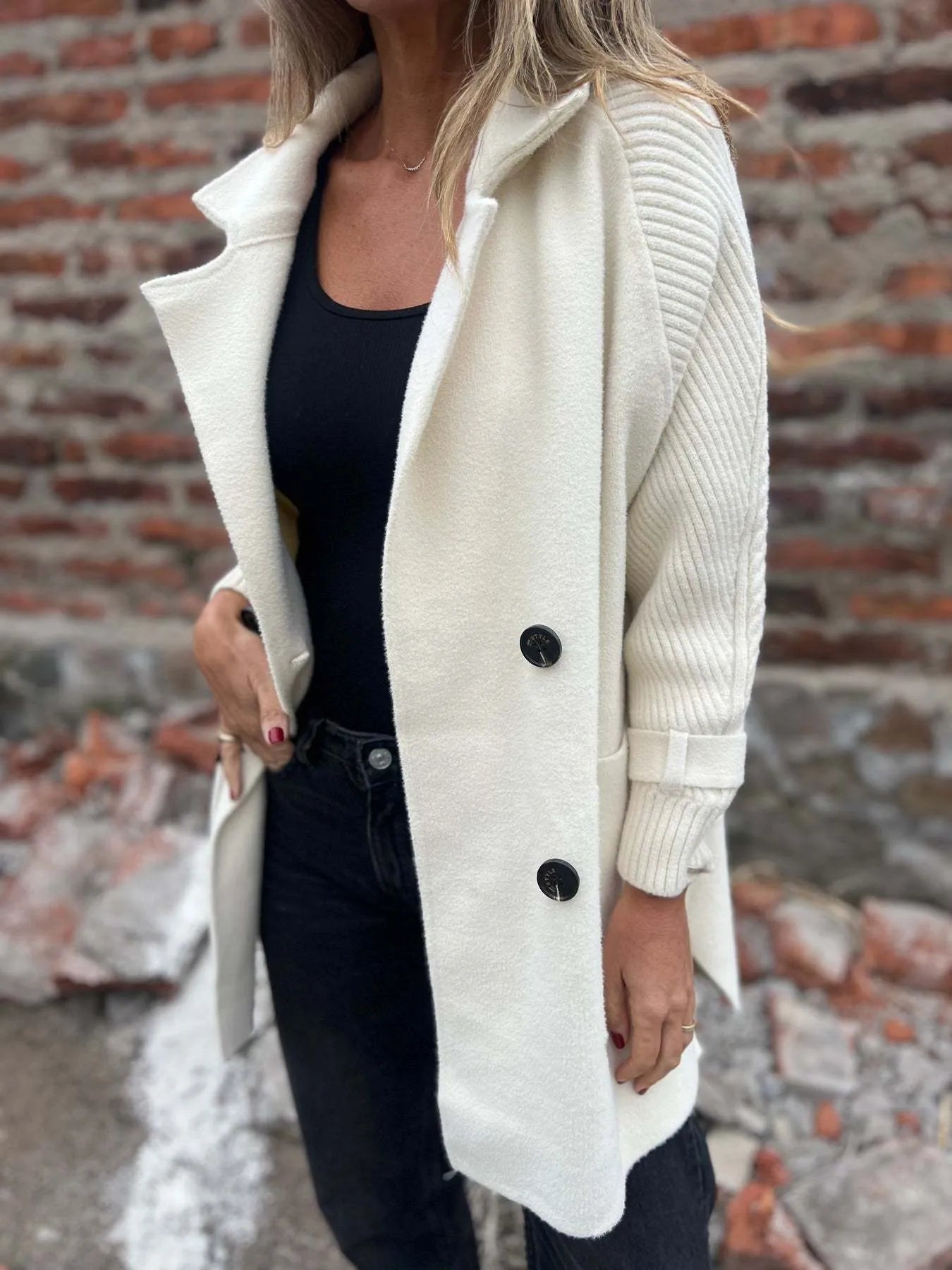 Full Size Texture Knit Longline Coat Plus Size 