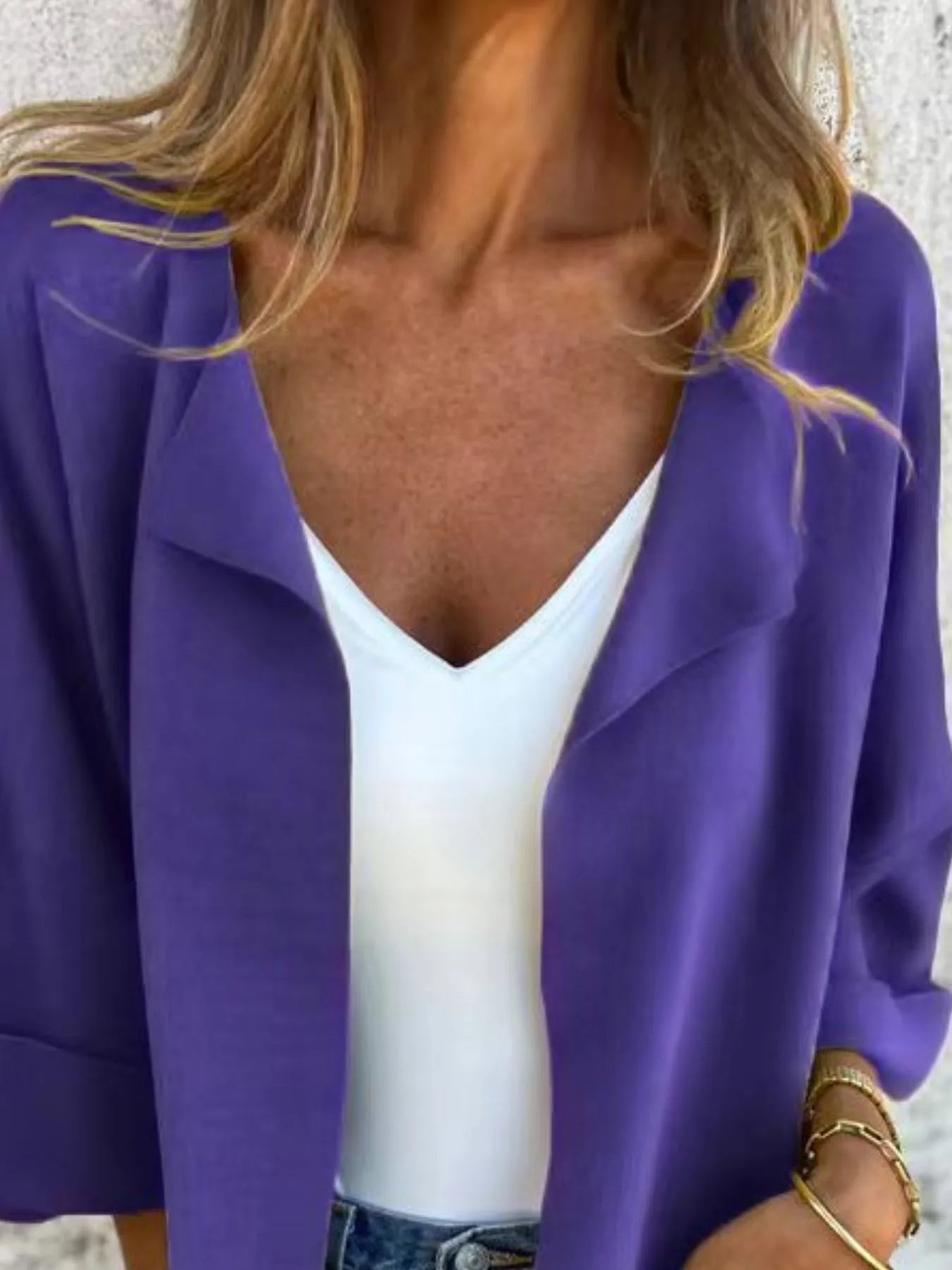 Full Size Open Front 3/4 Sleeve Cardigan Plus Size 