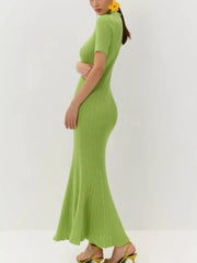 Short Sleeve Knitted Mermaid Dress 