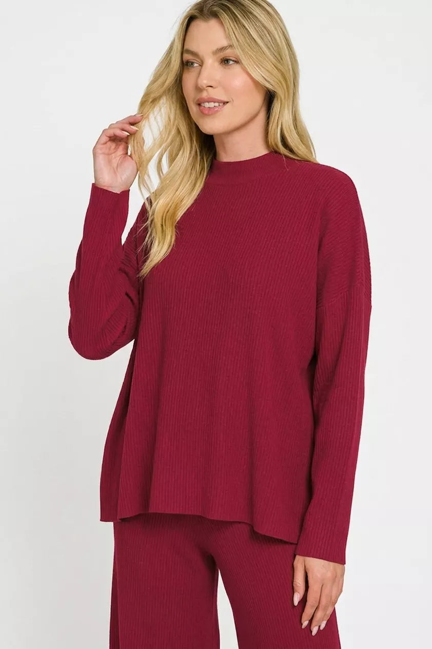 Zenana Viscose Sweater Top & Pants Set 