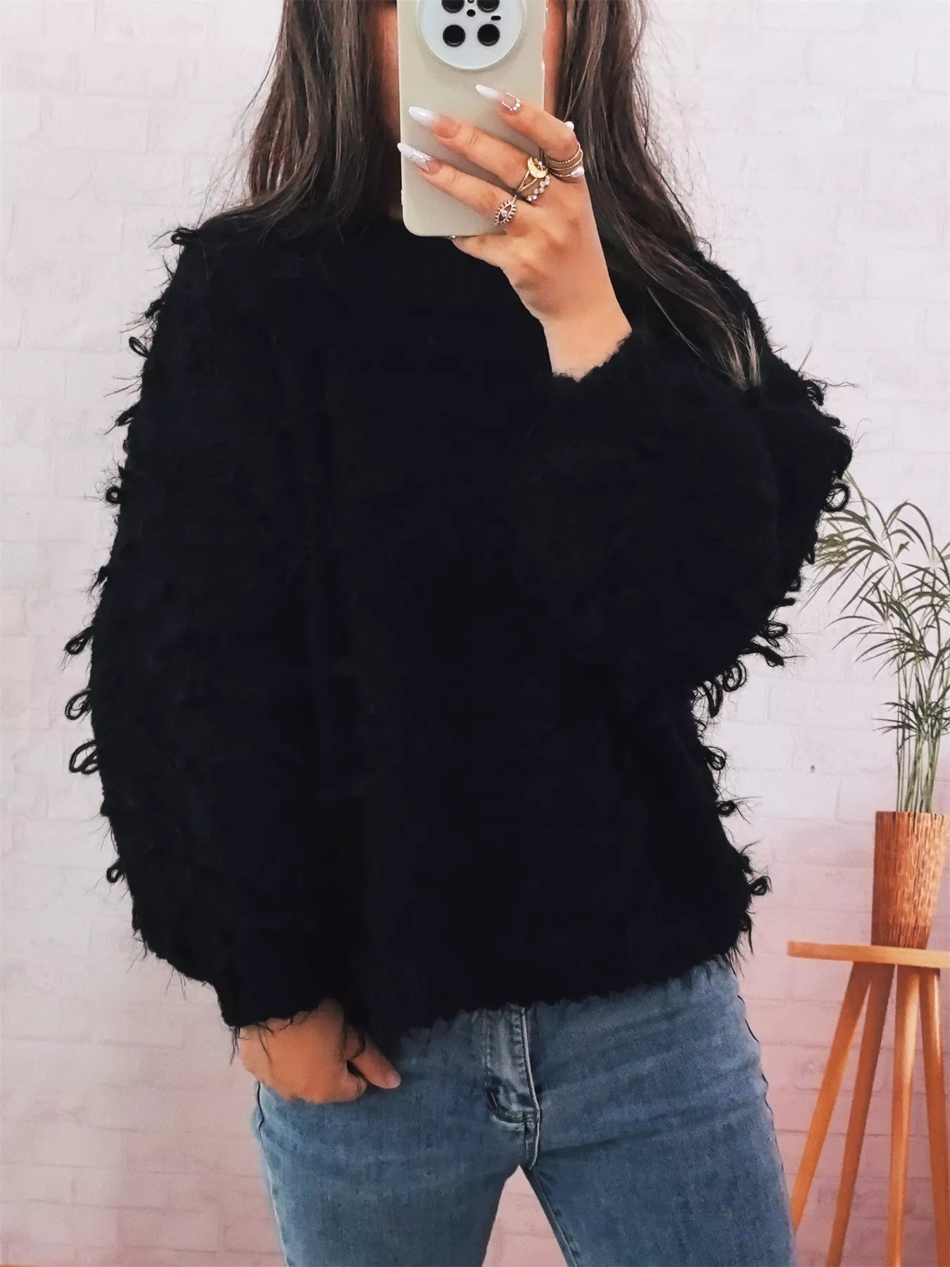 Chunky Round Neck Long Sleeve Sweater 