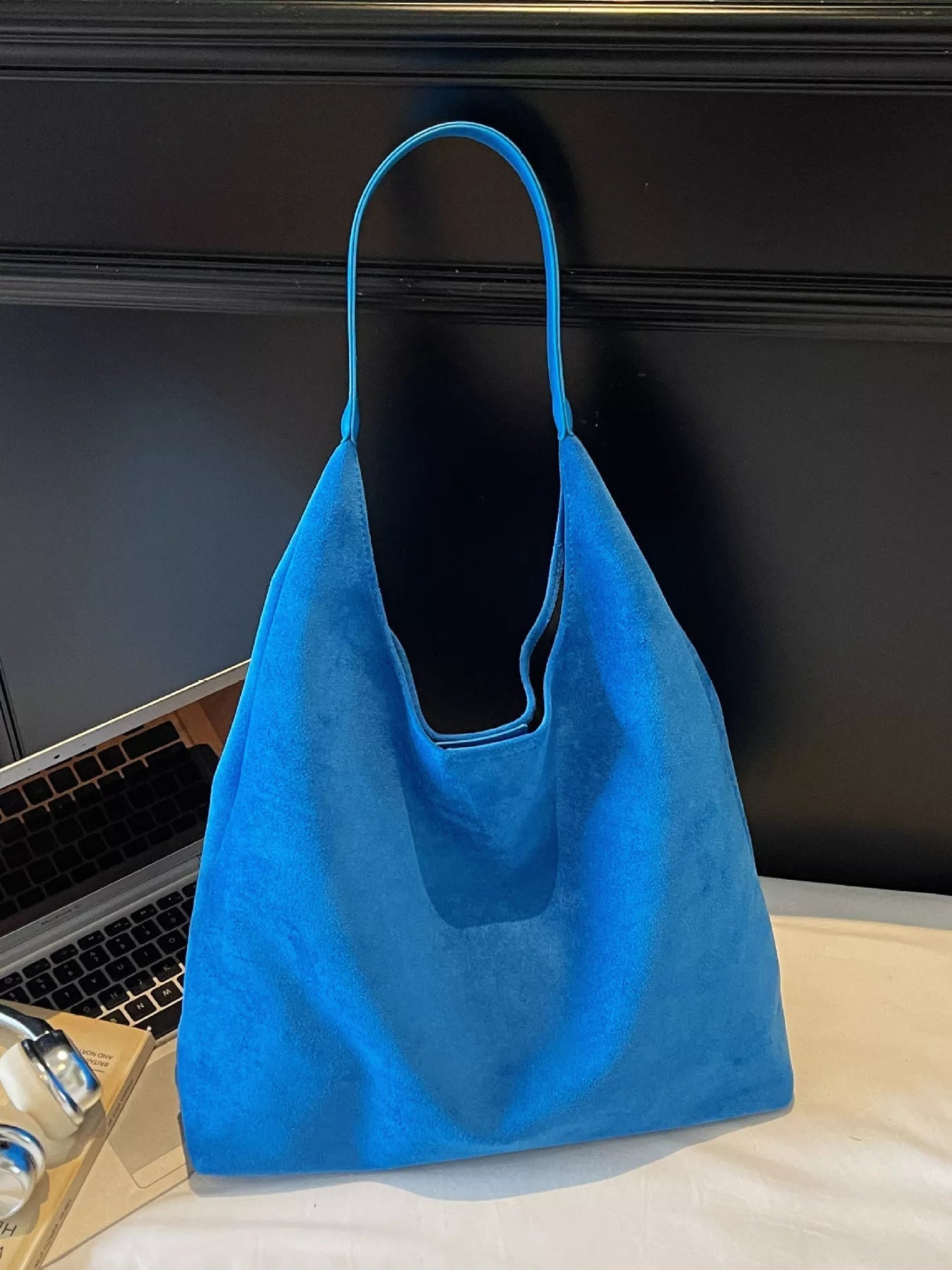 Solid Color Casual Suede Handbag 