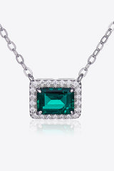 Lab-Grown Emerald Rectangle Pendant Necklace 