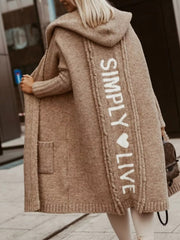 Full Size Hooded Knit Open Front Cardigan Plus Size 