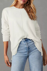 Casual Seam Detail Loose-Fit Knit Sweater 