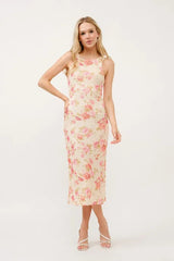 And The Why Floral Fishnet Bodycon Midi Dress 