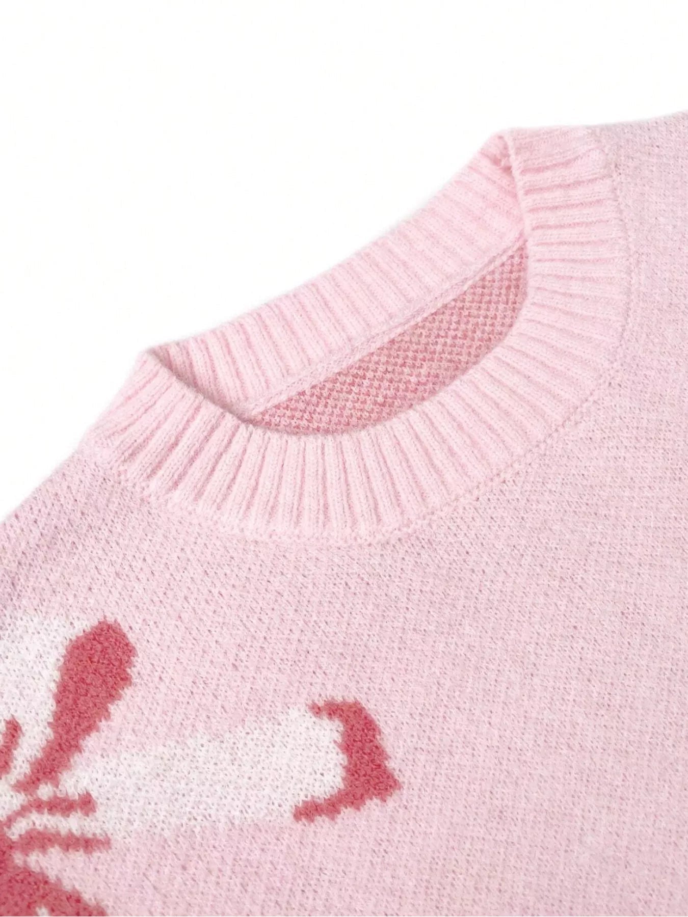 Bow Round Neck Dropped Shoulder Sweater 