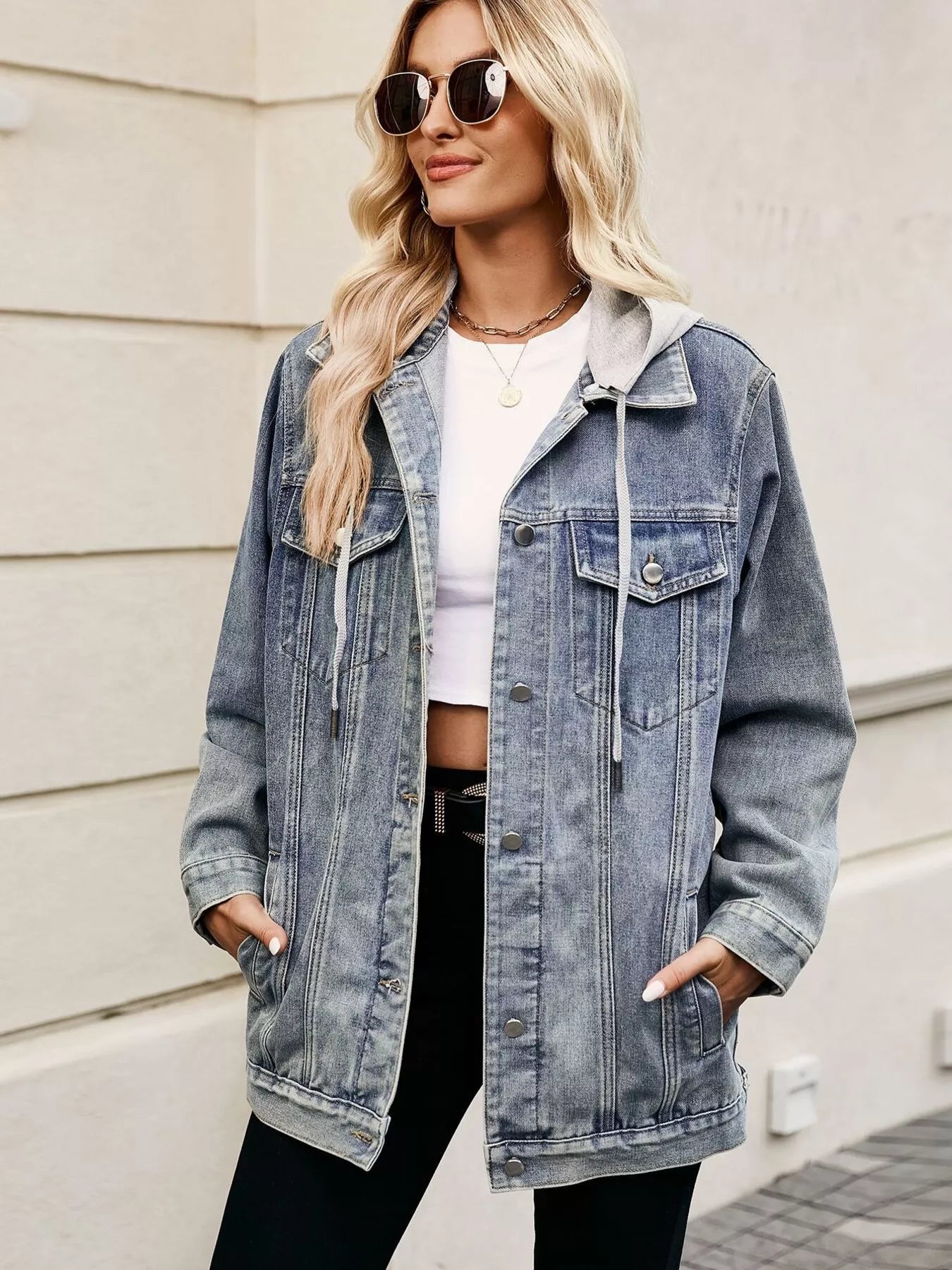 Button Up Long Sleeve Denim Jacket 