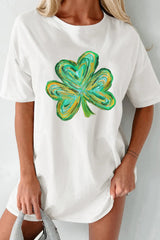 Lucky Clover Round Neck Short Sleeve T-Shirt 