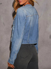 Snap Down Dropped Cargo Denim Jacket 
