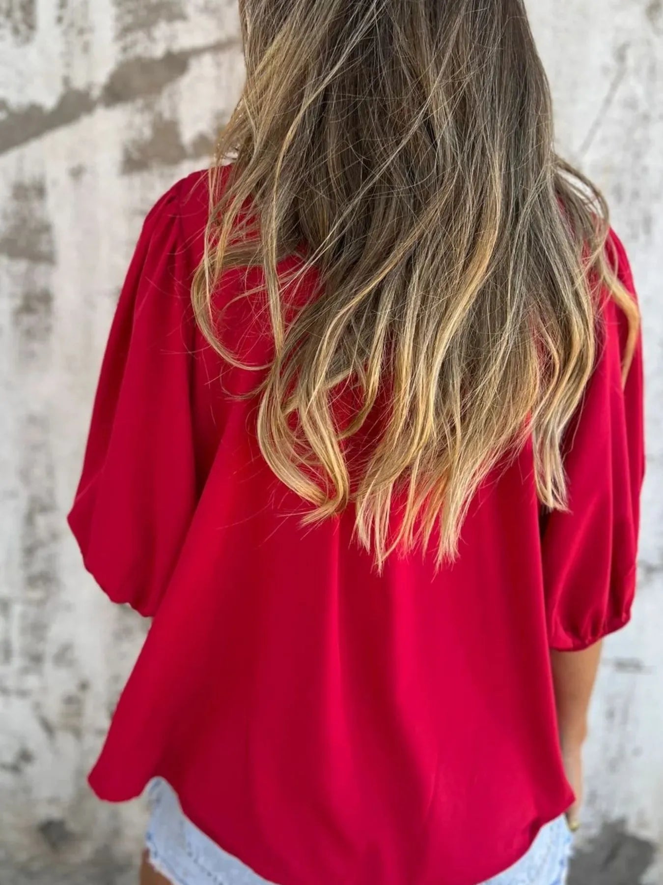 Full Size Smocked Puff Sleeve Blouse Plus Size 