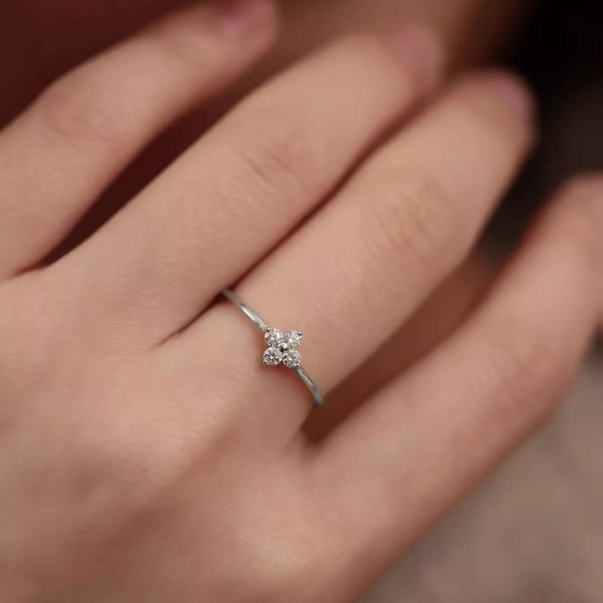 925 Sterling Silver Four-Leaf Clover Ring 