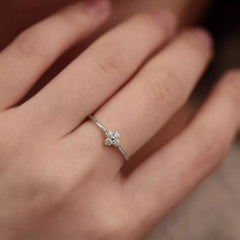 925 Sterling Silver Four-Leaf Clover Ring 