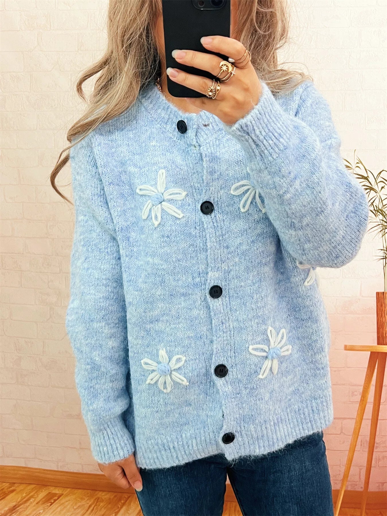 Flower Button-Down Cardigan 