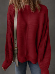 Solid Color Front Seam Drop Shoulder Loose Sweater 
