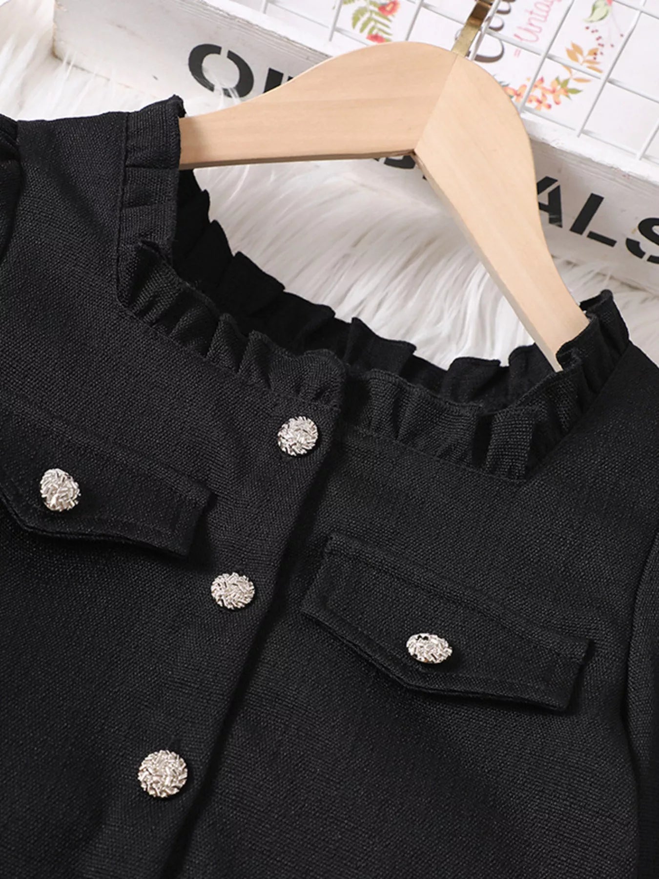 Children's Ruffle Trim Top and Skirt Two-Piece Outfit Set 