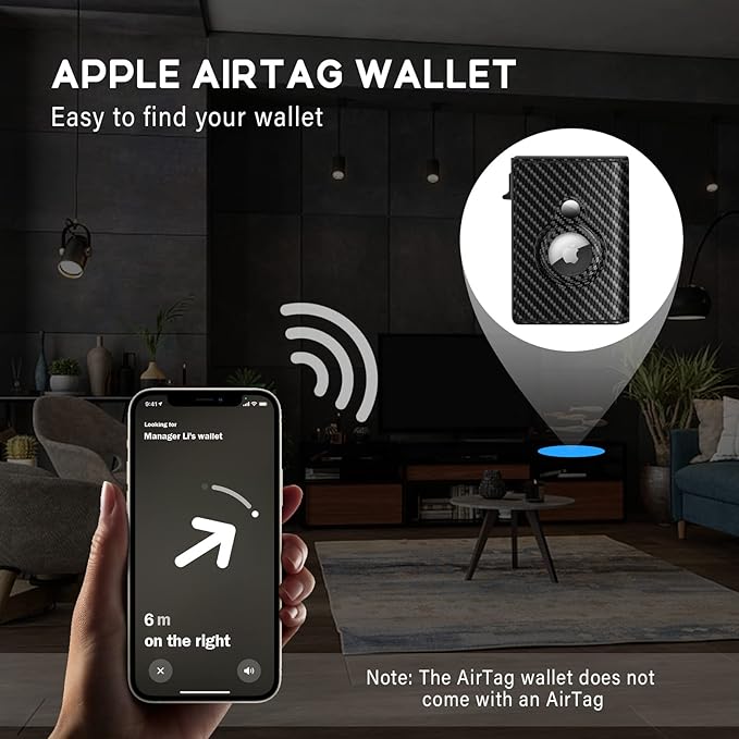 Carbon Fiber Leather Card Holder with Smart Airtag Slot (+Free Gift Included) 