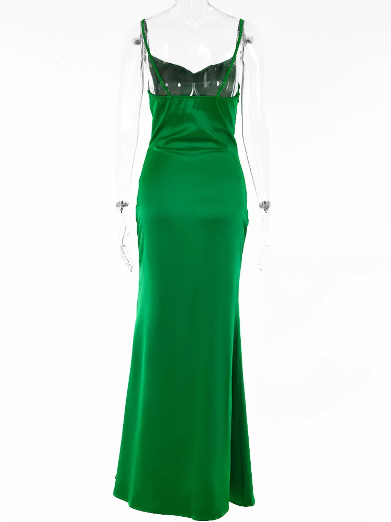 Ruched Split Spaghetti Strap Maxi Dress 