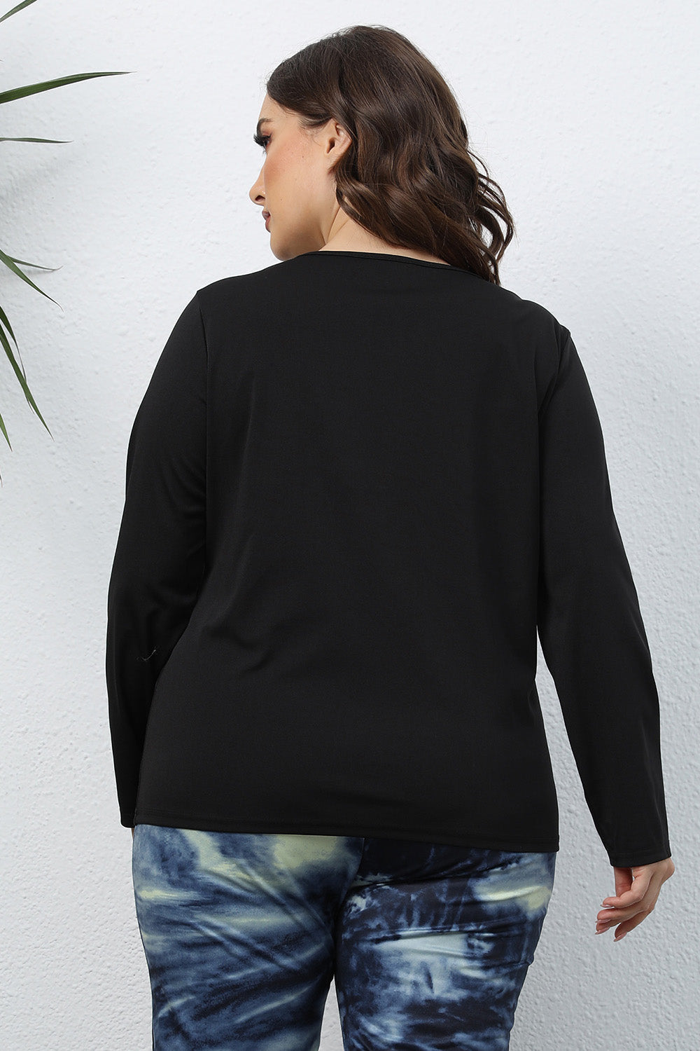 Plus Size Cutout Front Long Sleeve T-Shirt 