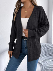 Openwork Open Front Long Sleeve Cardigan 