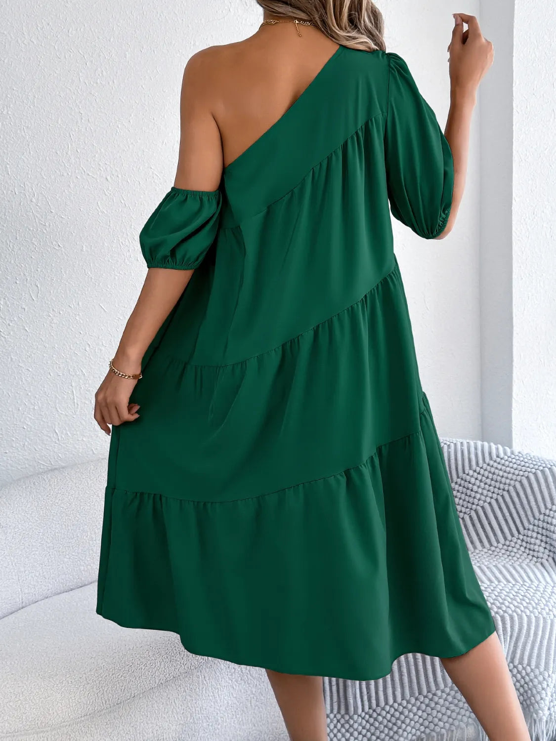 Single Shoulder Tiered Dress 
