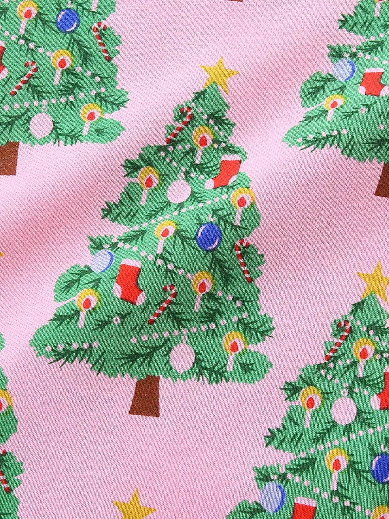 Children's Christmas Tree Print Long Sleeve Dress 