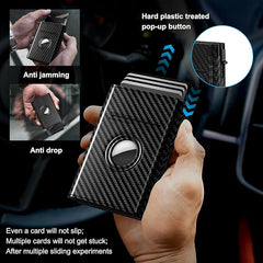 Carbon Fiber Leather Card Holder with Smart Airtag Slot (+Free Gift Included) 
