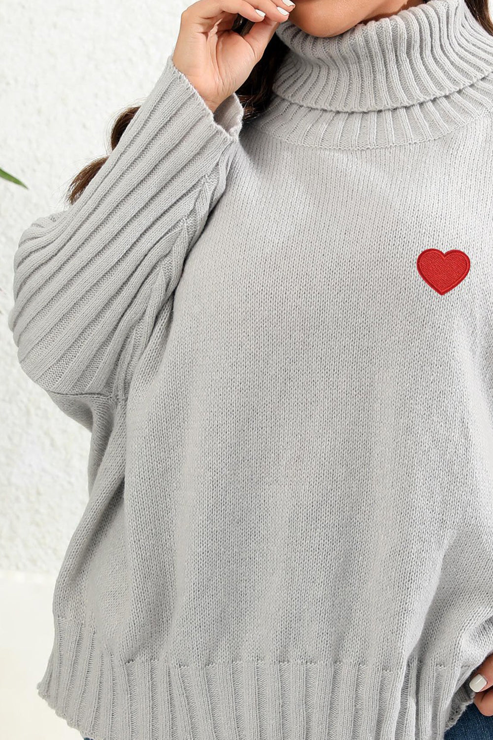 Plus Size Turtle Neck Long Sleeve Sweater 