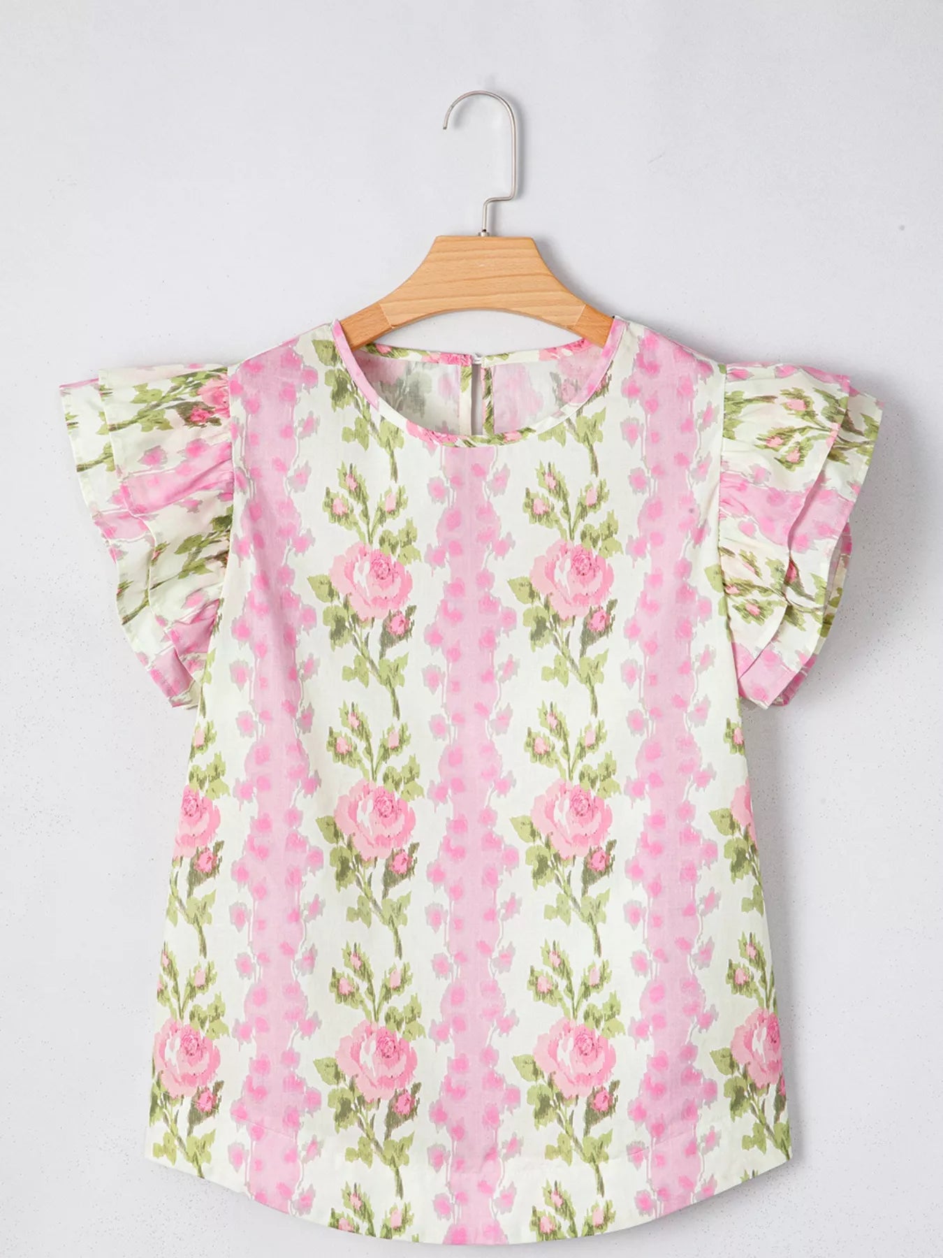 Floral Ruffle Sleeve Blouse 