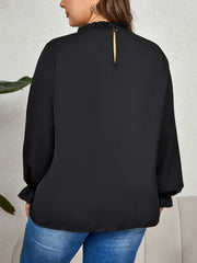 Honey Plus Size Round Neck Flounce Sleeve Blouse 