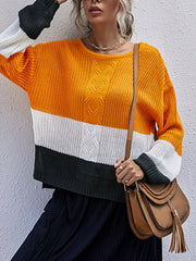 Color Block Round Neck Sweater 