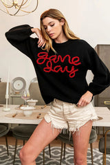 BiBi Game Day Metallic Letter Sweater 