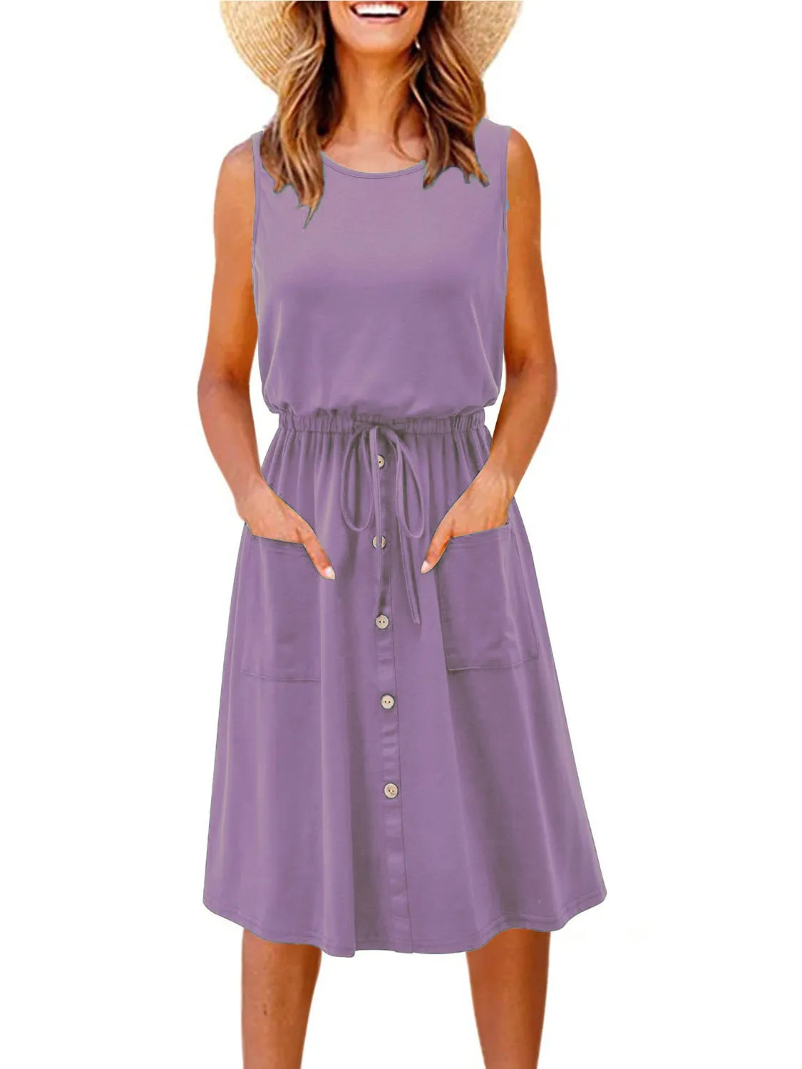 Full Size Round Neck Sleeveless Tank Dress Plus Size 
